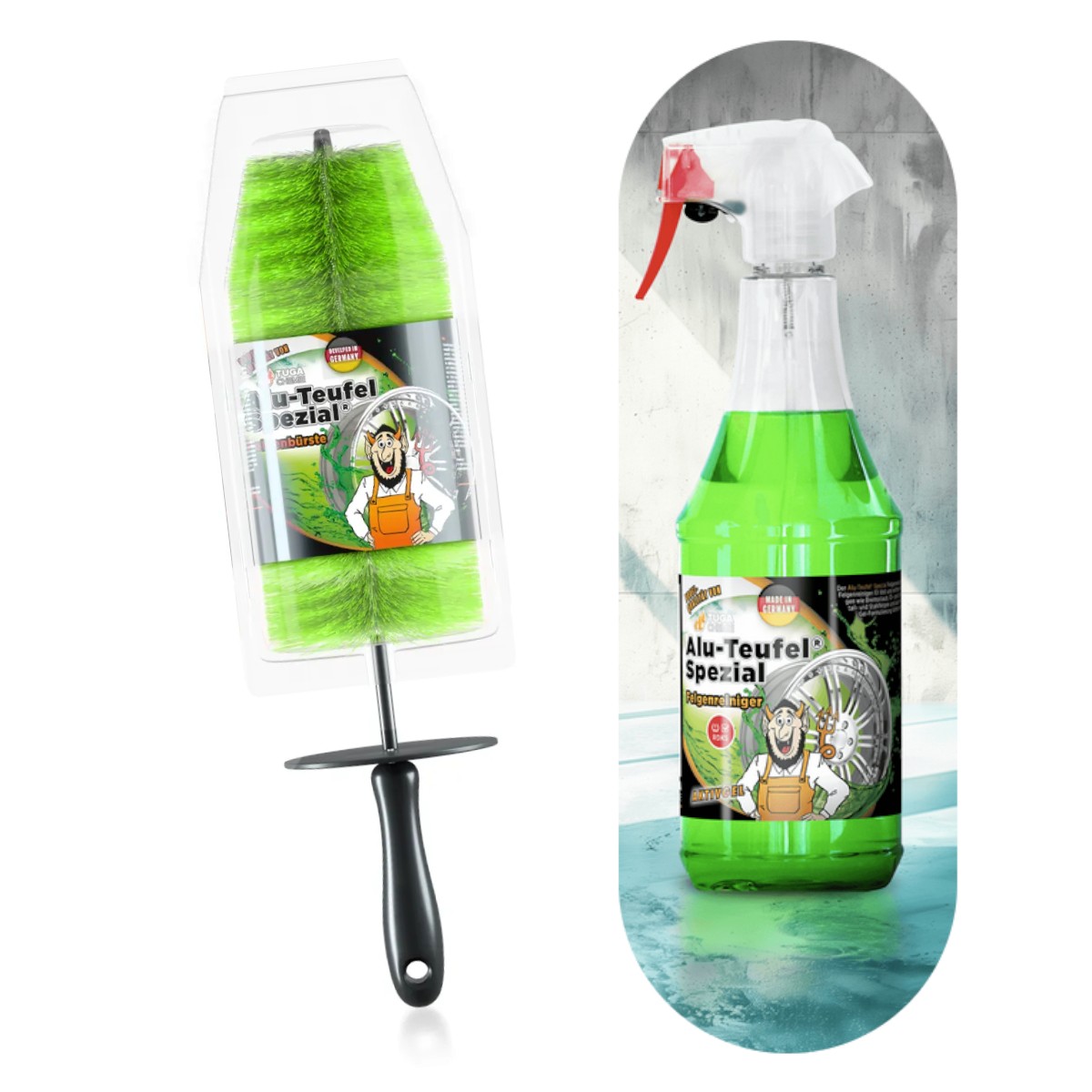 Tuga Chemie AluTeufel Felgenreiniger Set mit Tuga Felgenbürste