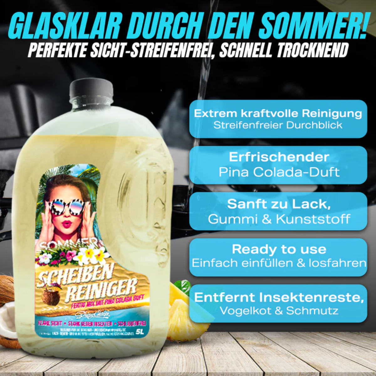 Shiny Chiefs SOMMER - Scheibenklar Wischwasser Pina Colada 5L