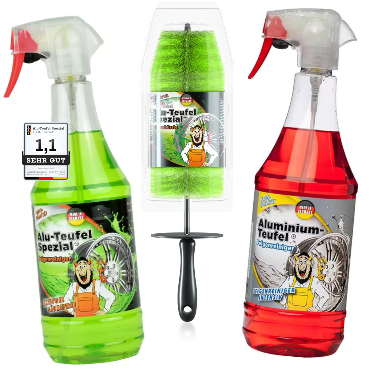 Tuga Chemie Felgenreiniger Set Spezial | Tuga Rot + Grün + Felgenbürste