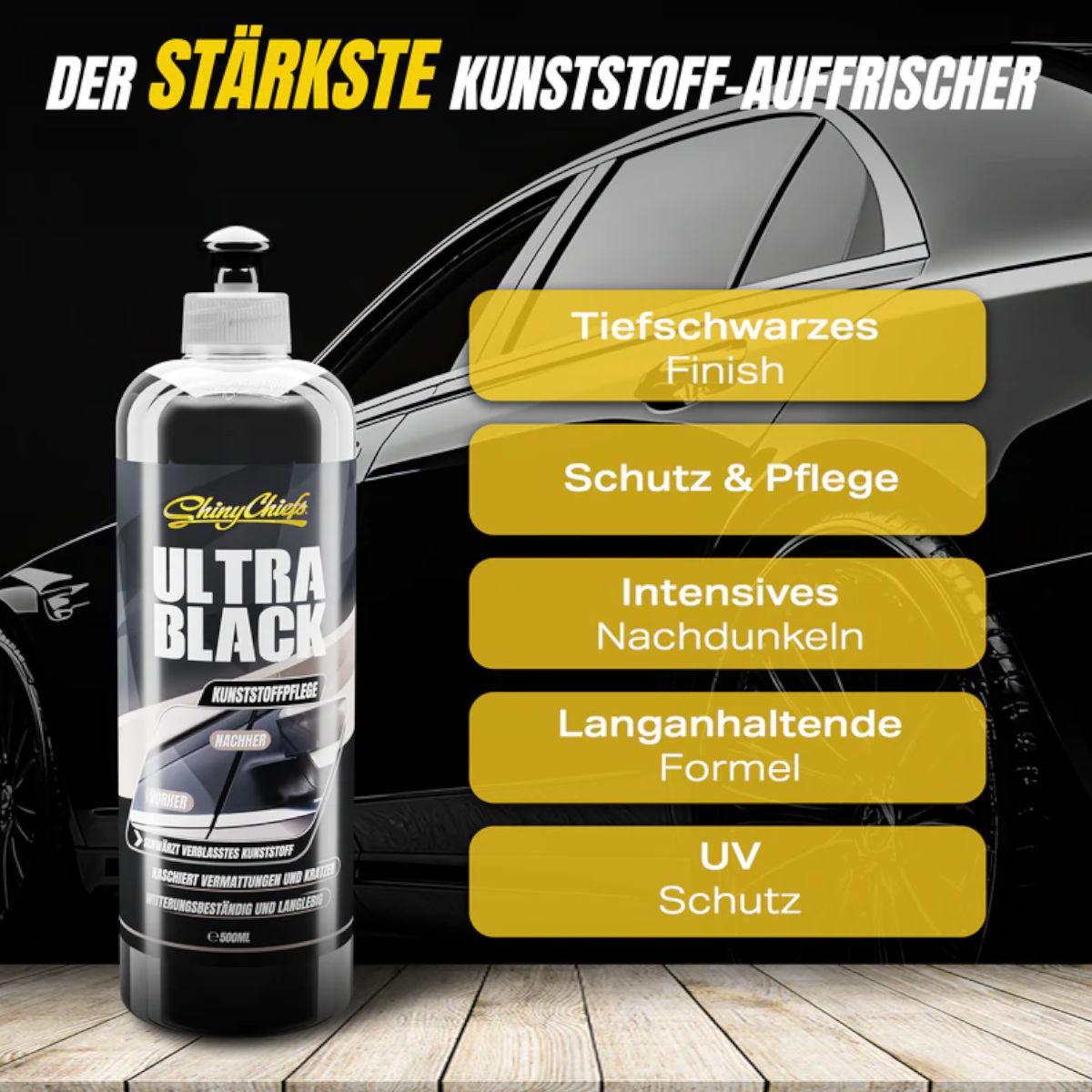 Shiny Chiefs ULTRA BLACK Kunststoffauffrischer - Pflege 0.5L