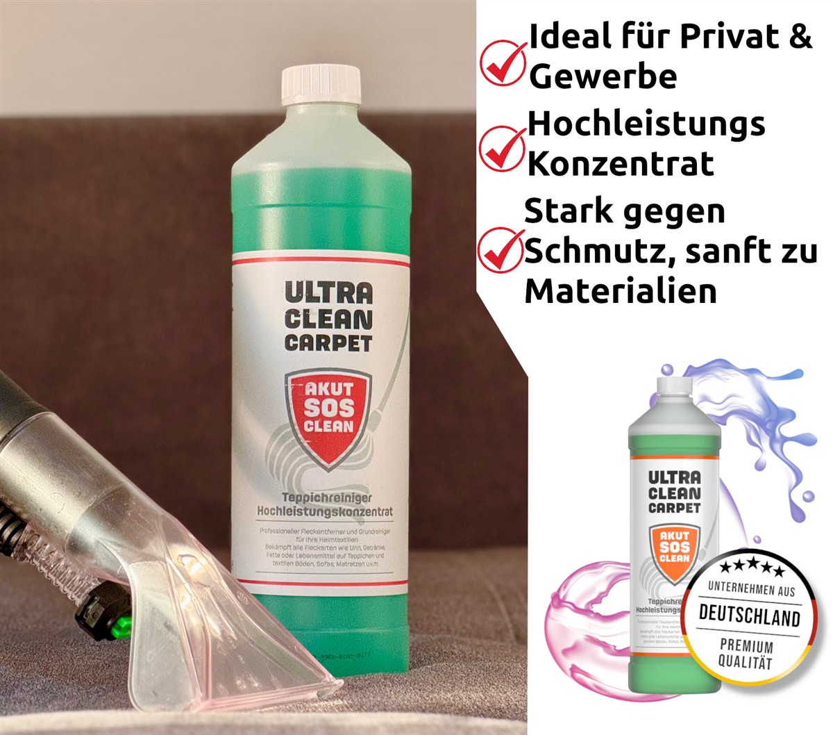 Akut SOS Clean ULTRA CLEAN CARPET Teppichreiniger Hochleistungskonzentrat 