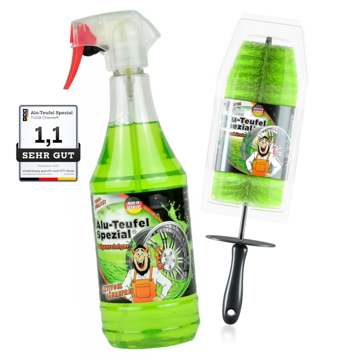 Tuga Chemie AluTeufel Felgenreiniger Set mit Tuga Felgenbürste
