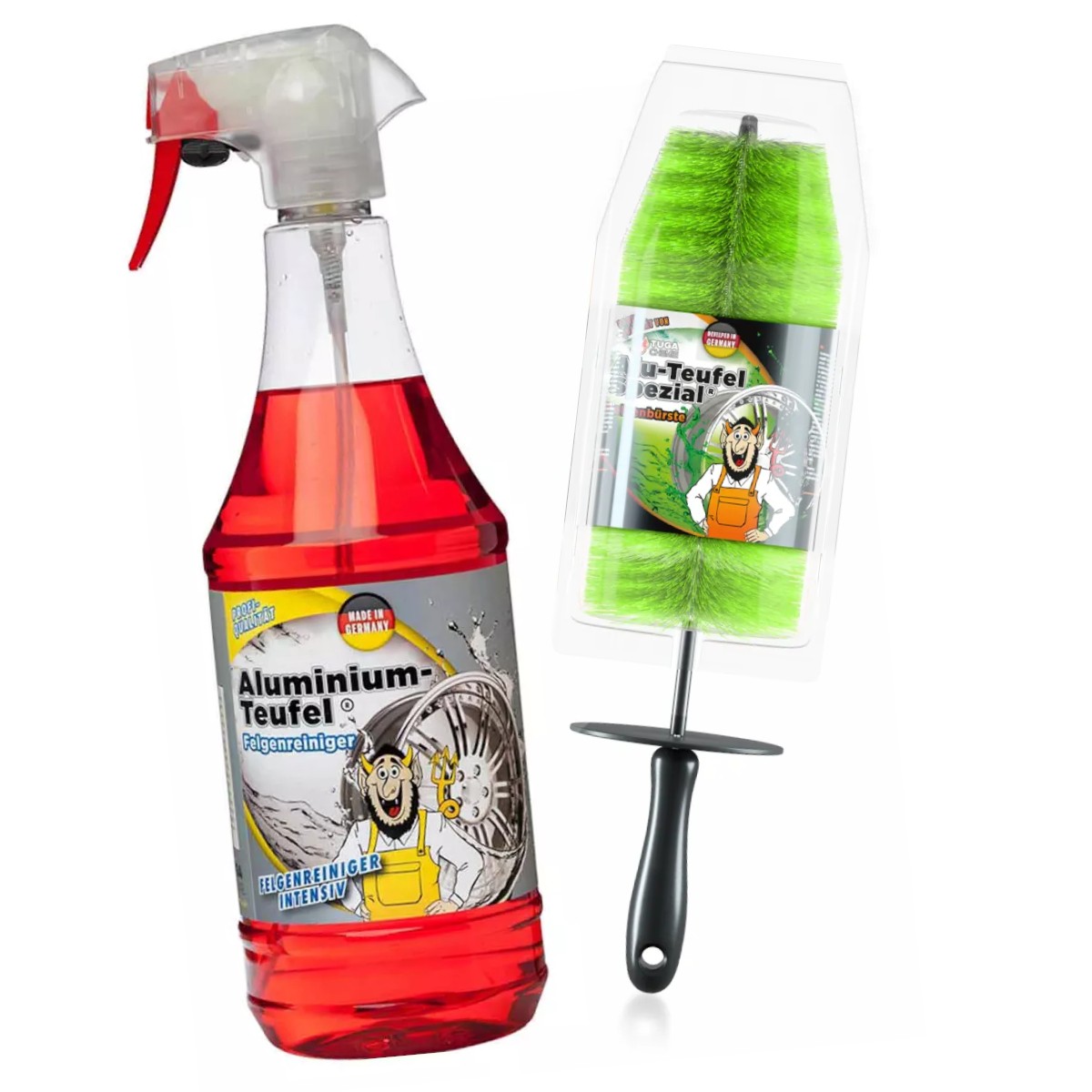 Tuga Chemie Felgenreiniger Set - stark | Alu Teufel Rot + Felgenbürste