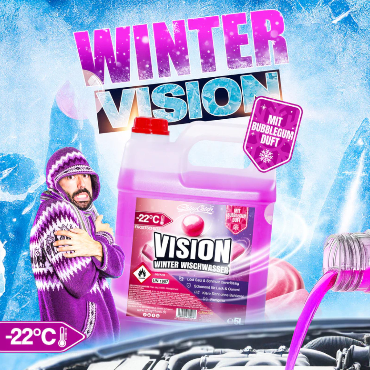 Shiny Chiefs VISION - Winter Frostschutz Wischwasser Bubblegum 5L